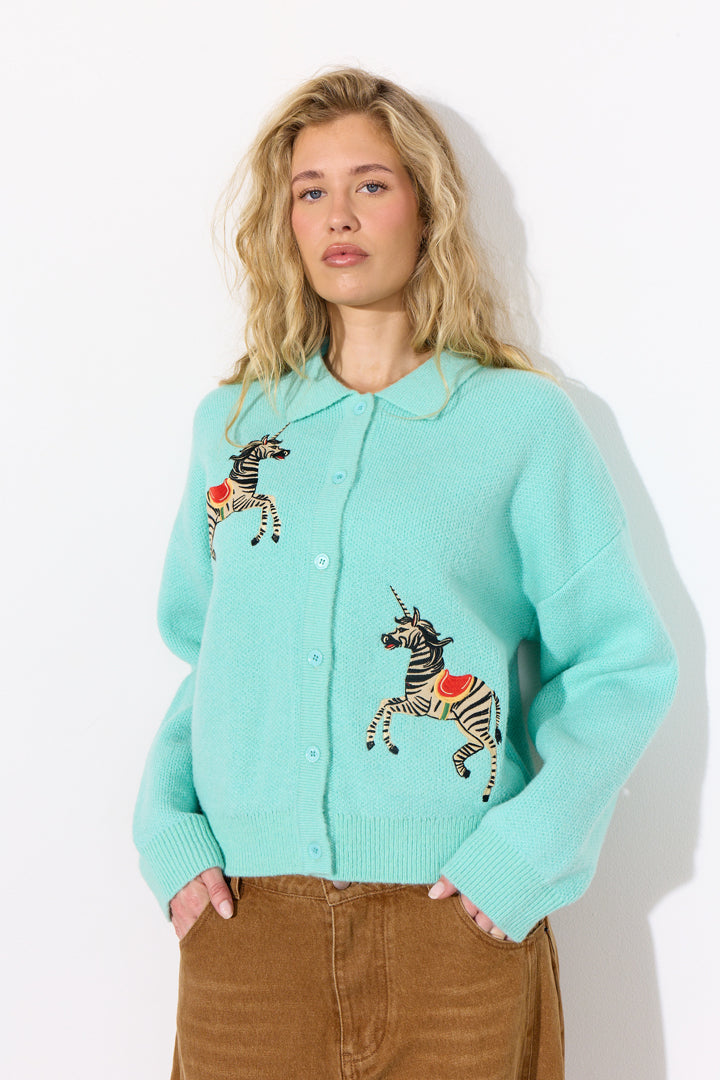 HUNKØN Alfie Knit Cardigan Cardigans Mint