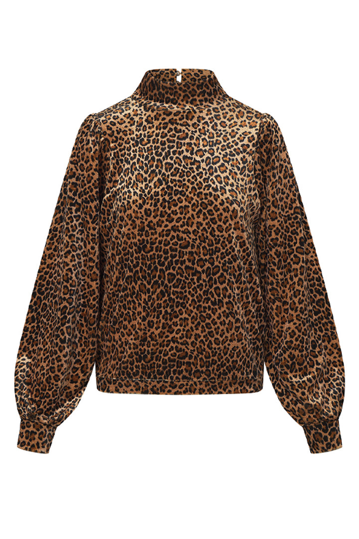 HUNKØN Angela Velour Blouse Blouses Leopard