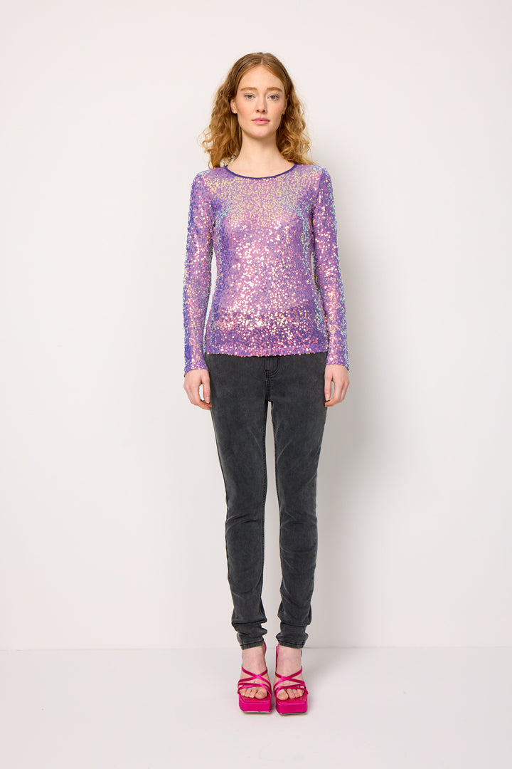 HUNKØN Aya Sequin Blouse Blouses Purple