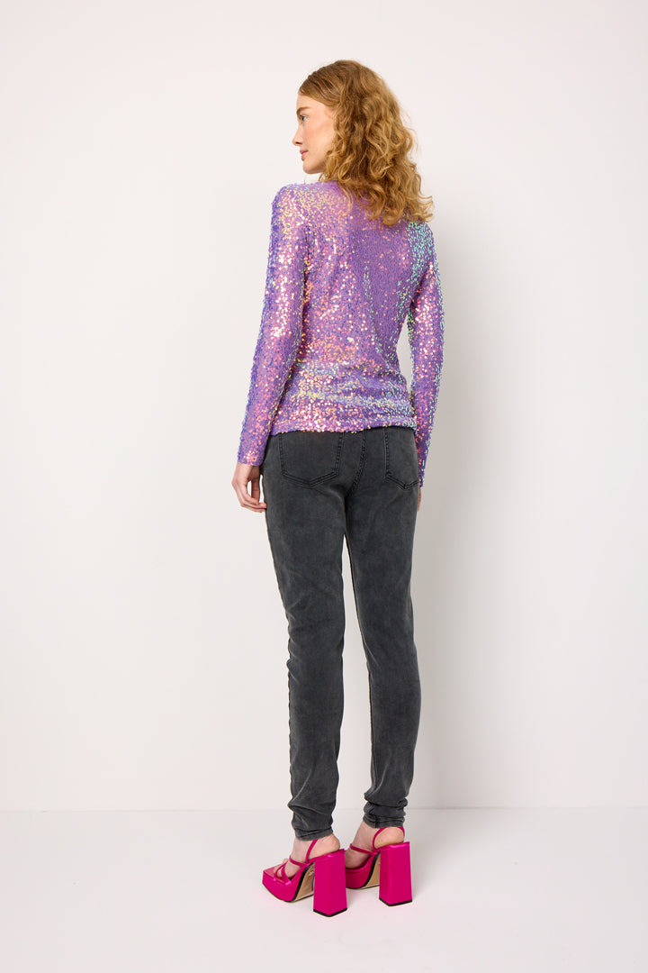HUNKØN Aya Sequin Blouse Blouses Purple