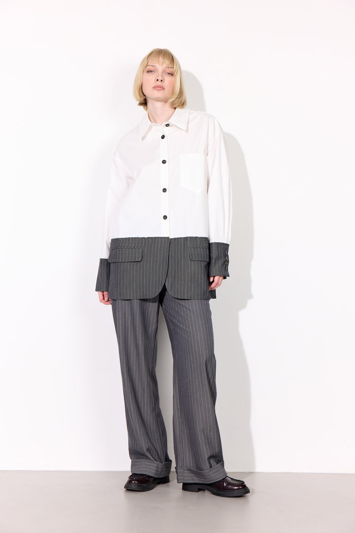 HUNKØN Billie Shirt Shirts White & Grey