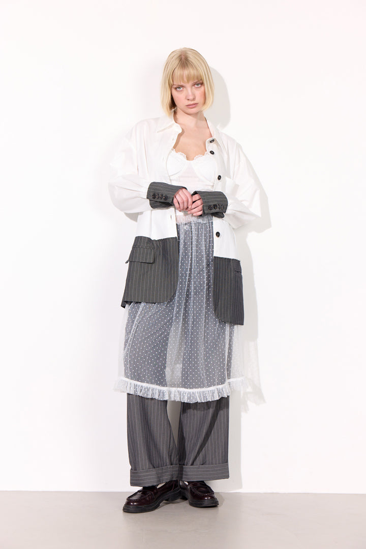 HUNKØN Billie Shirt Shirts White & Grey