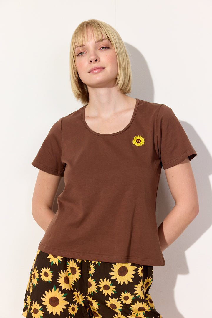 HUNKØN Blossom T-shirt T-shirts Brown