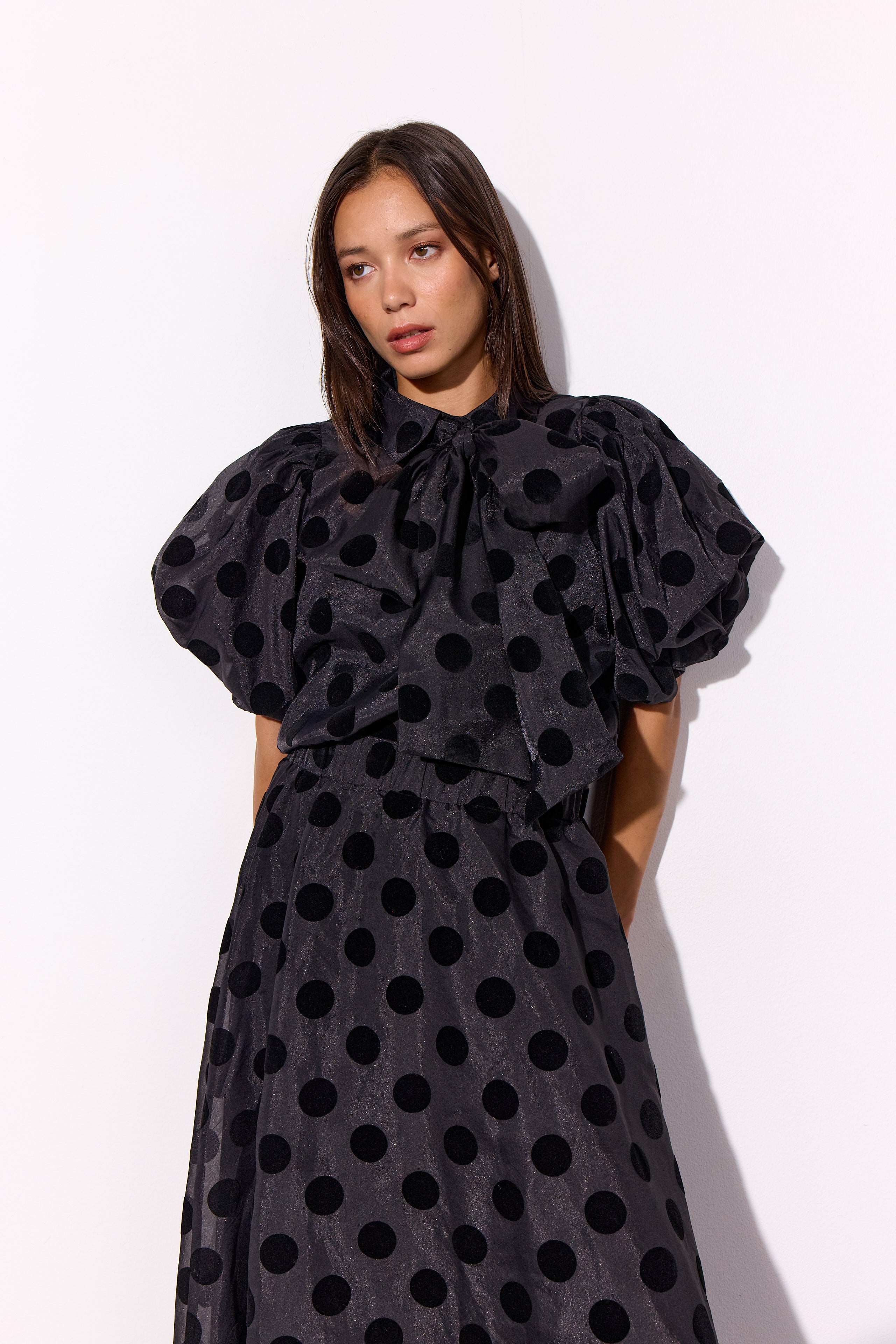HUNKØN Bobby Long Skirt Skirts Black w/dots