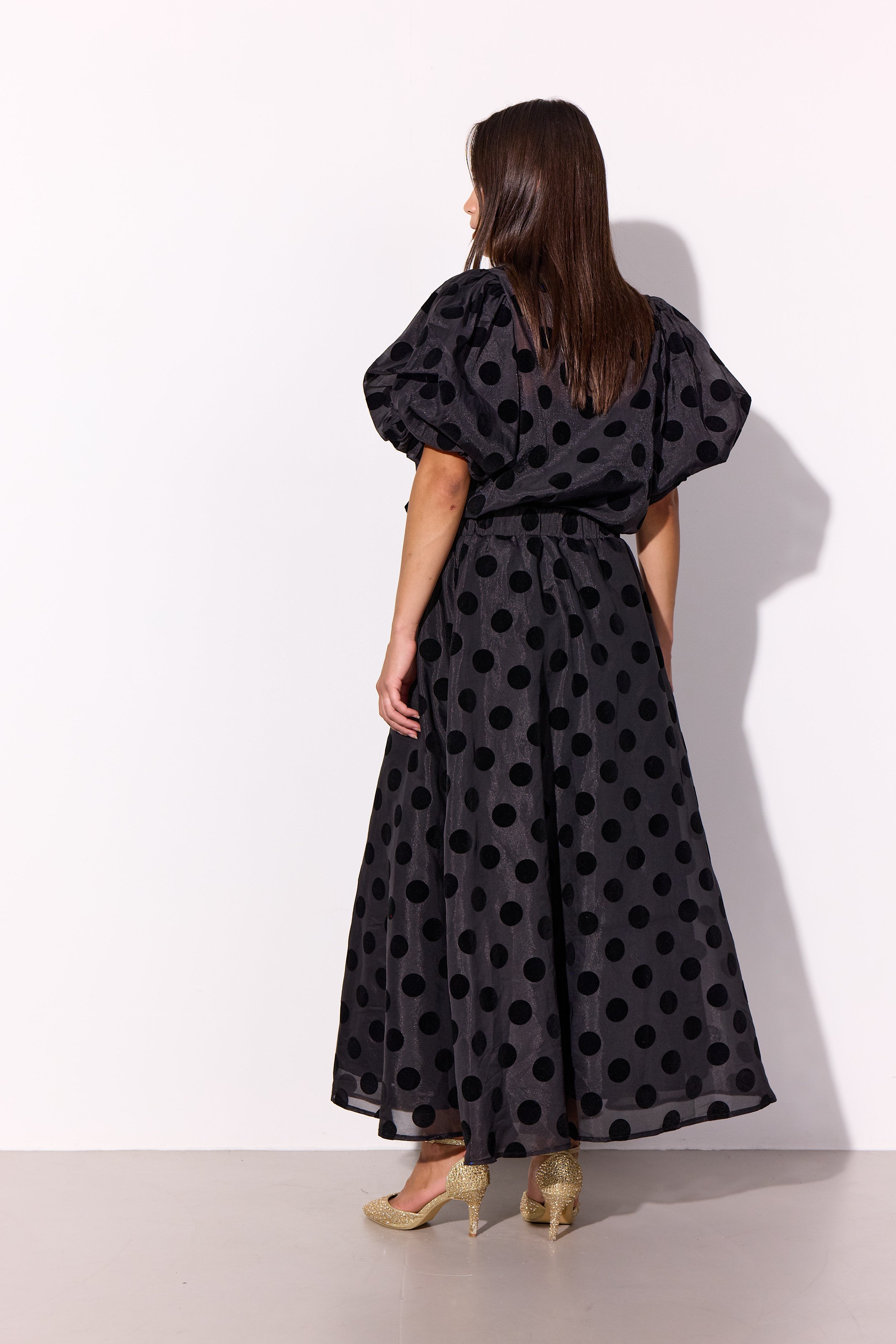 HUNKØN Bobby Long Skirt Skirts Black w/dots