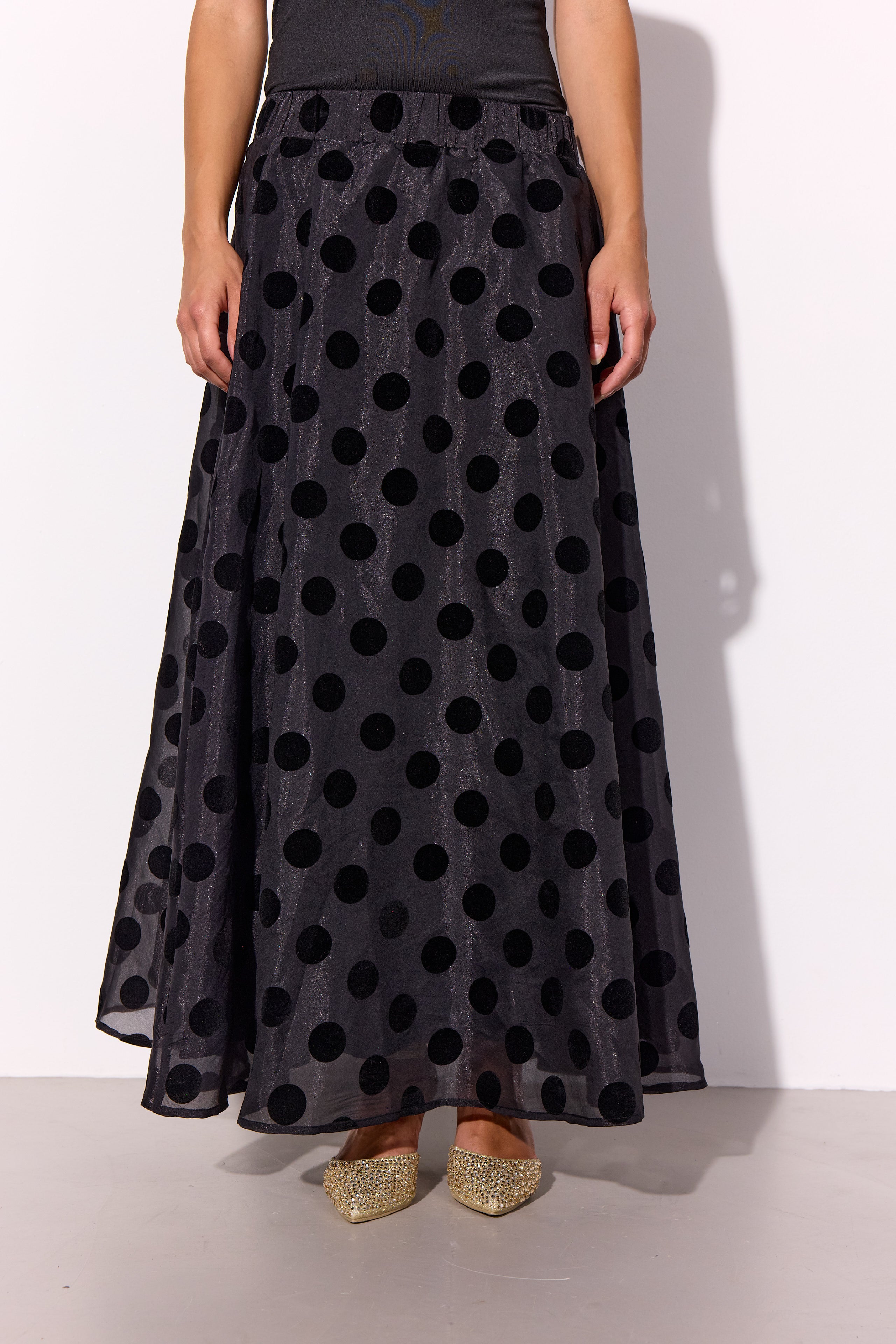 HUNKØN Bobby Long Skirt Skirts Black w/dots
