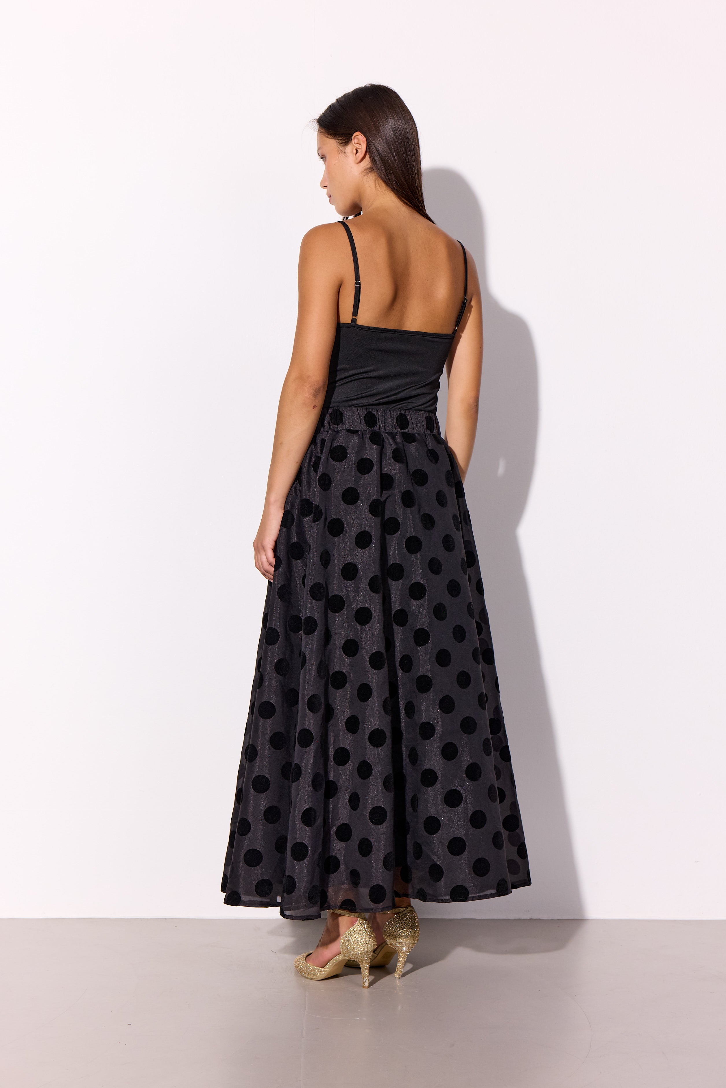 HUNKØN Bobby Long Skirt Skirts Black w/dots