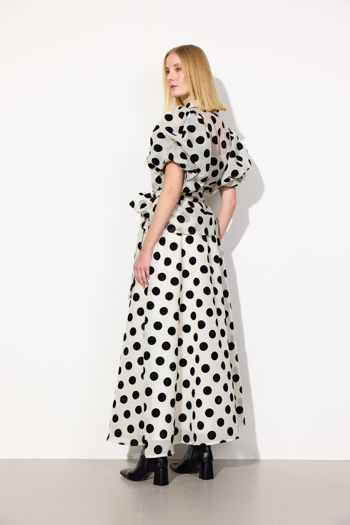 HUNKØN Bobby Long Skirt Skirts White w/ dots