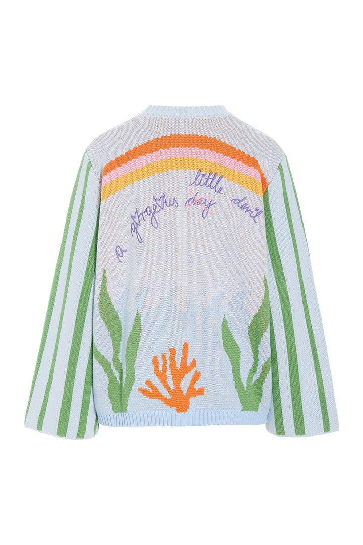 HUNKØN Bubbles Cardigan Cardigans Blue Sea