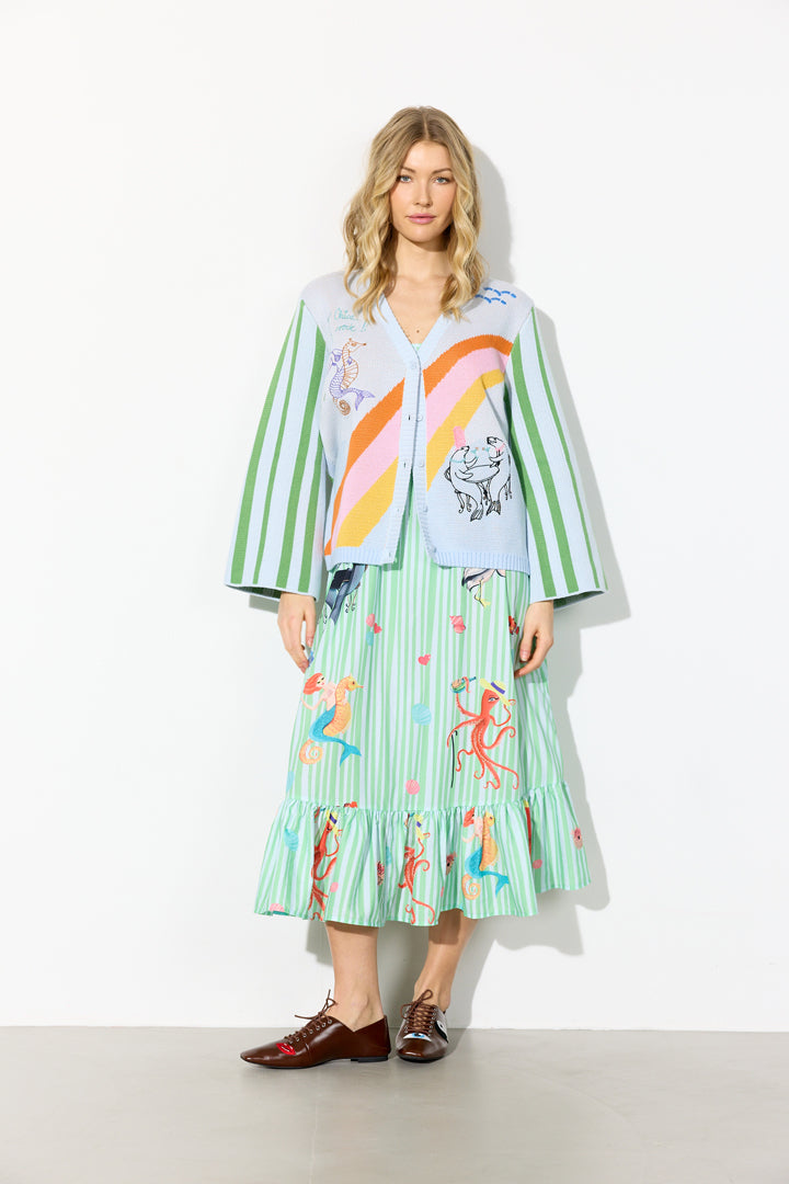 HUNKØN Bubbles Cardigan Cardigans Blue Sea