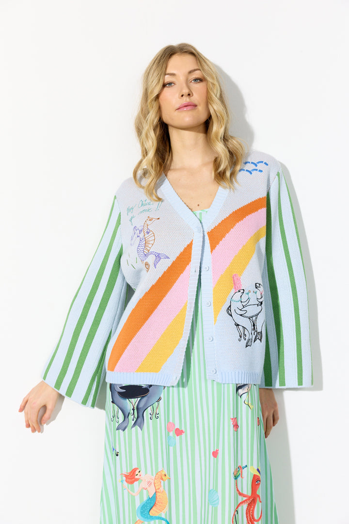 HUNKØN Bubbles Cardigan Cardigans Blue Sea