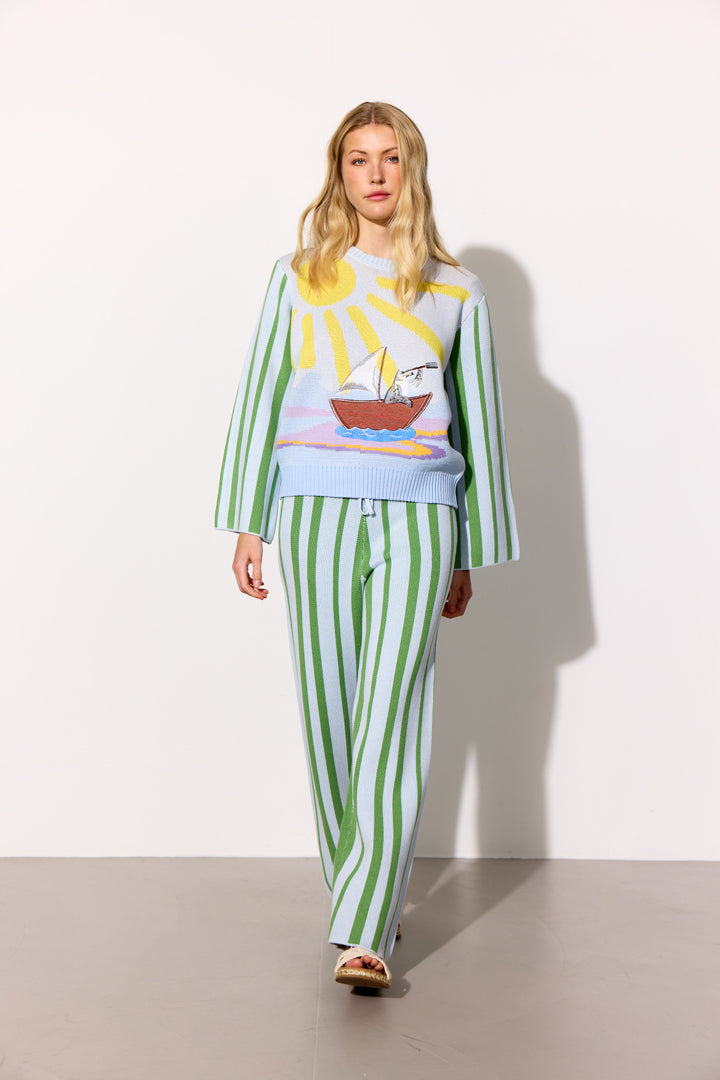 HUNKØN Bubbles Trousers Trousers Green Striped