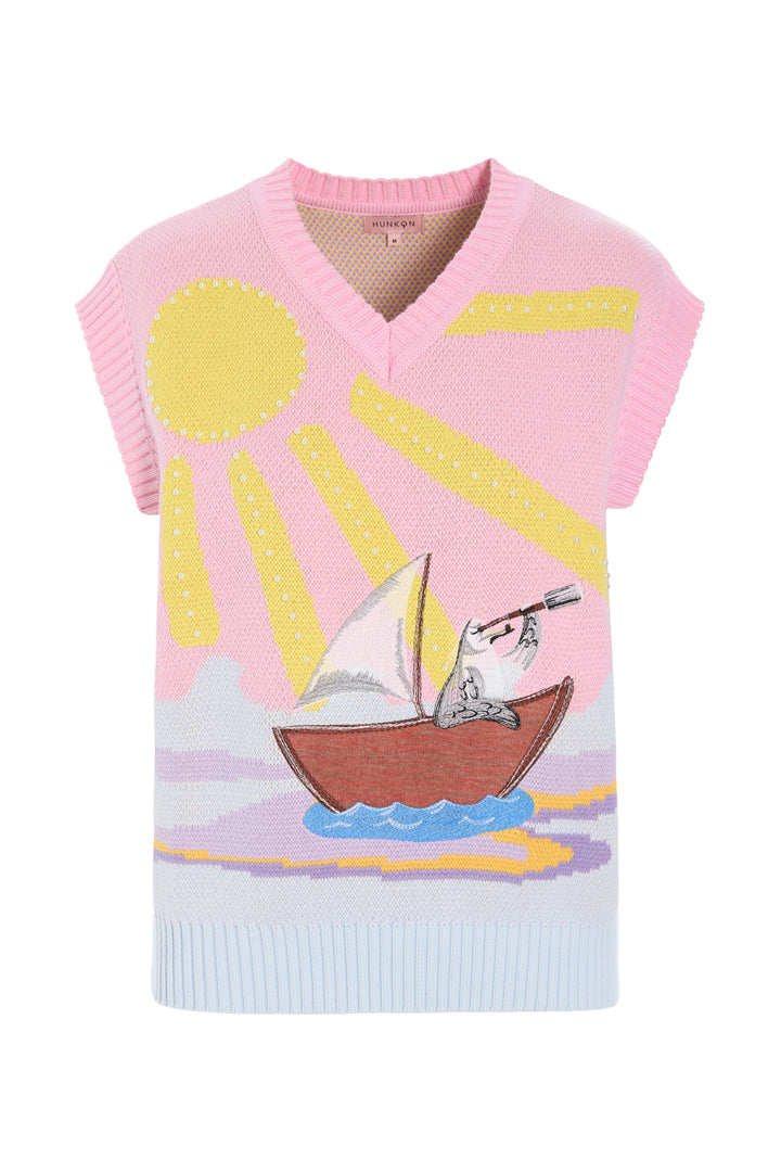 HUNKØN Bubbles Vest Vests Pink Sea