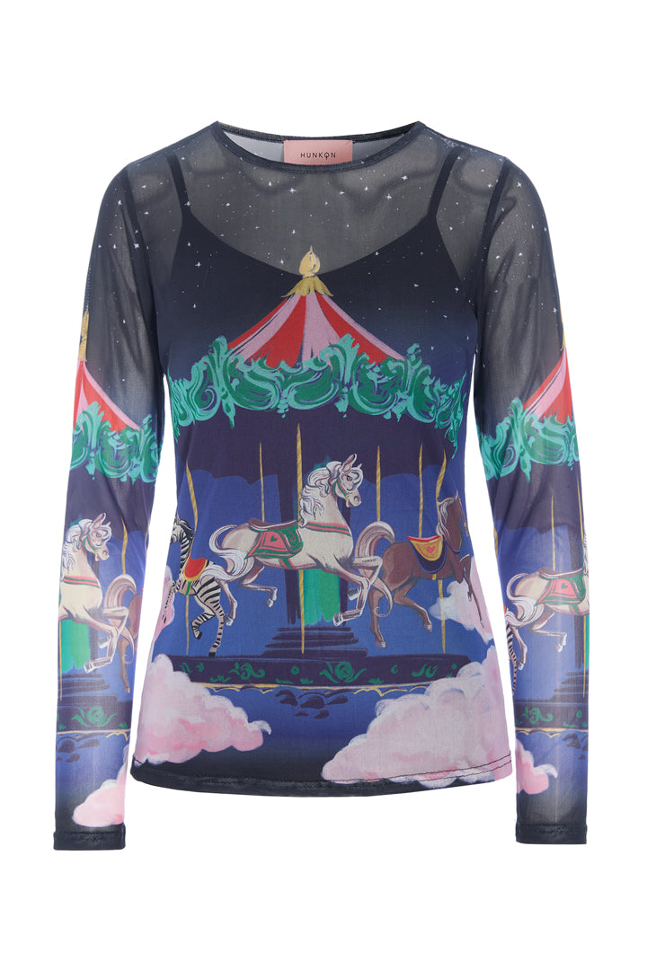 HUNKØN Calista Mesh Blouse Blouses Dream Fairground Art Print