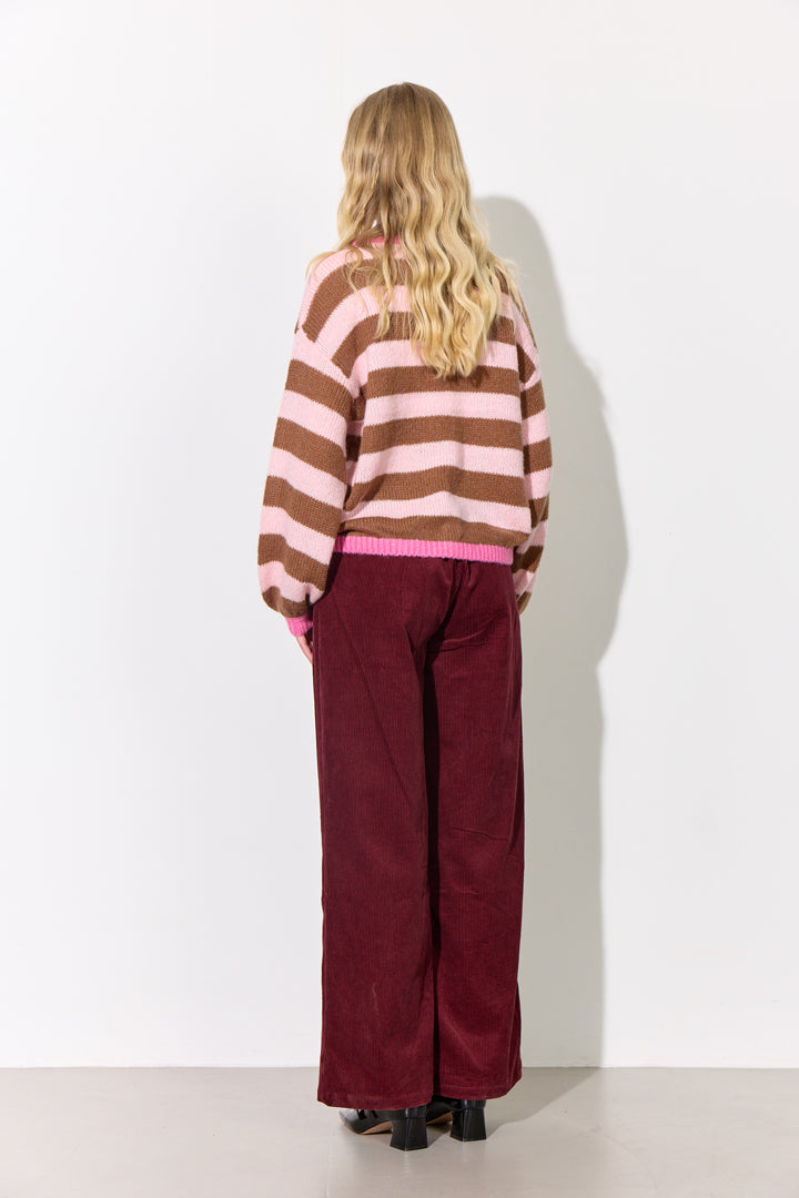 HUNKØN Curtis Knit Blouse Blouses Peach Striped