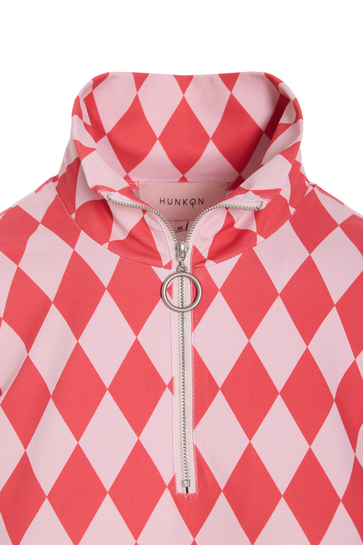 HUNKØN Dallas Zipper Blouse Blouses Red Harlequin