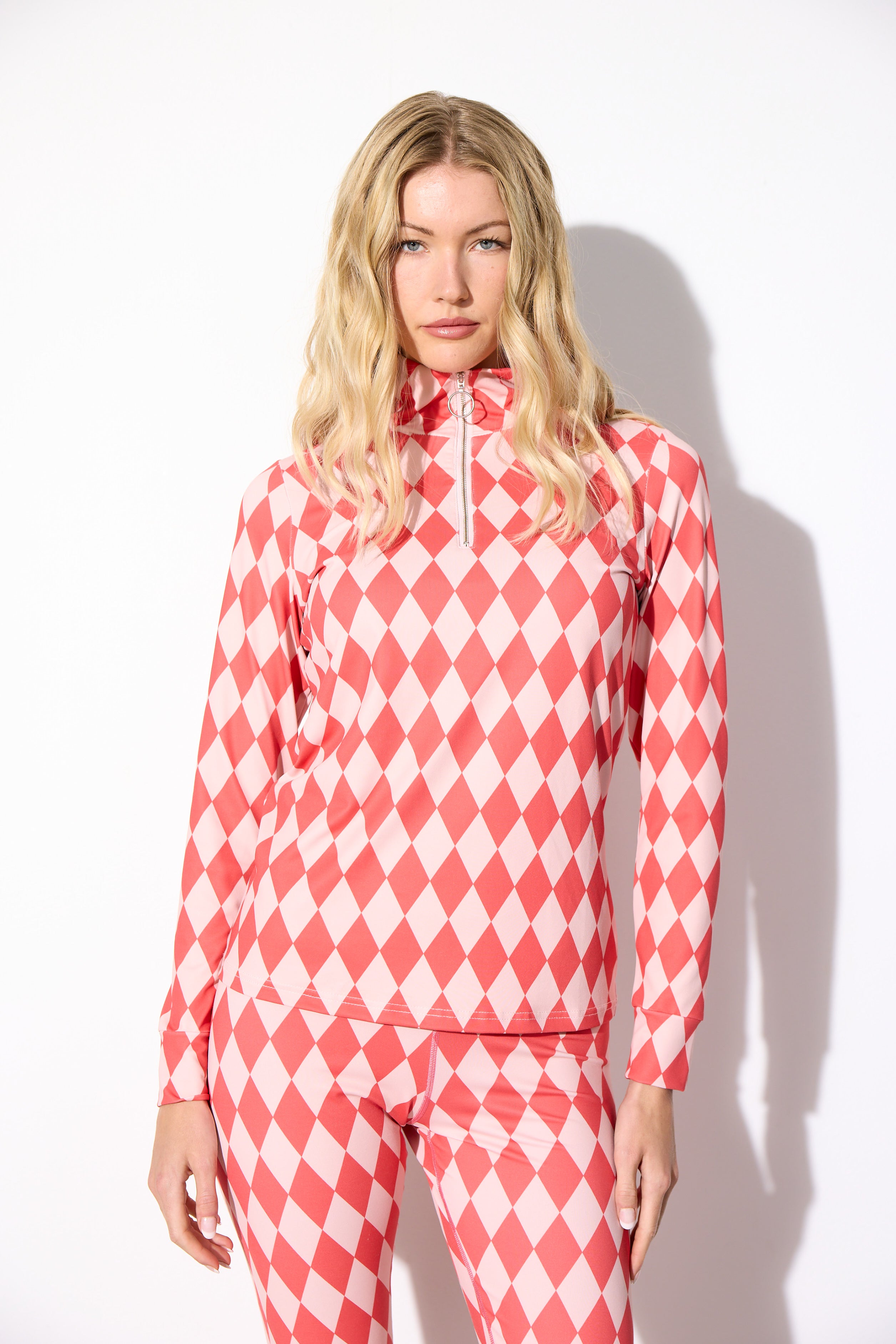 HUNKØN Dallas Zipper Blouse Blouses Red Harlequin