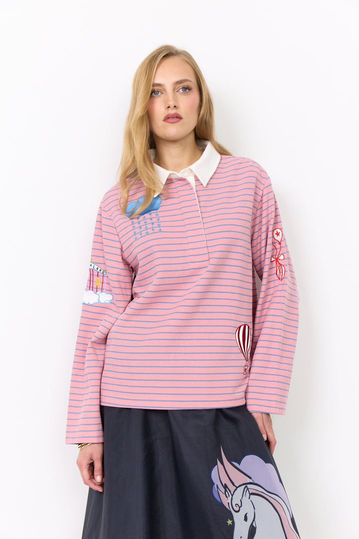 HUNKØN Davy Poloshirt Blouses Rose