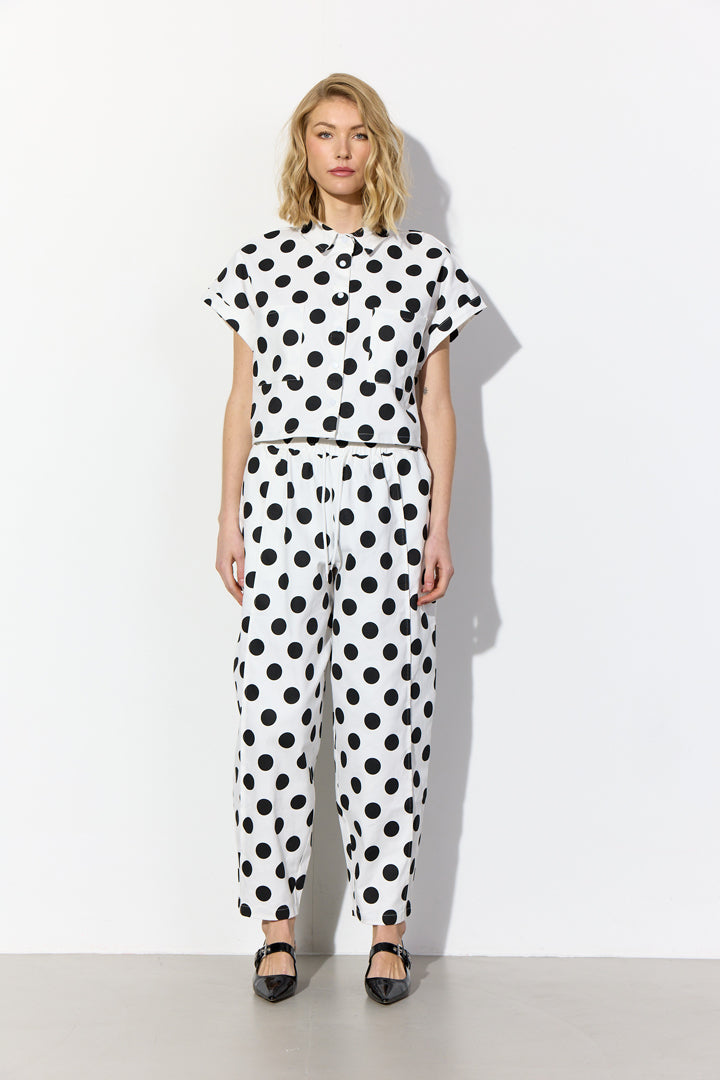 HUNKØN Divina Trousers Trousers White w/ dots