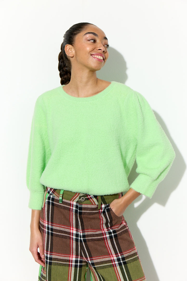 HUNKØN Enya Knit Blouse Blouses Electric Lime