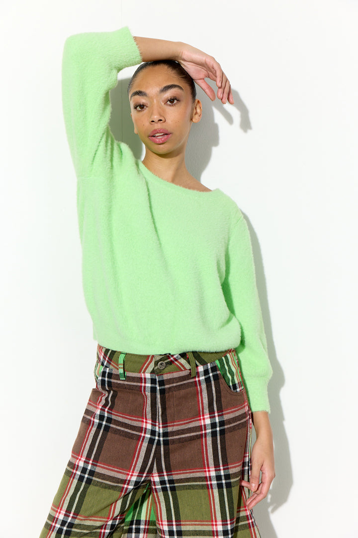 HUNKØN Enya Knit Blouse Blouses Electric Lime