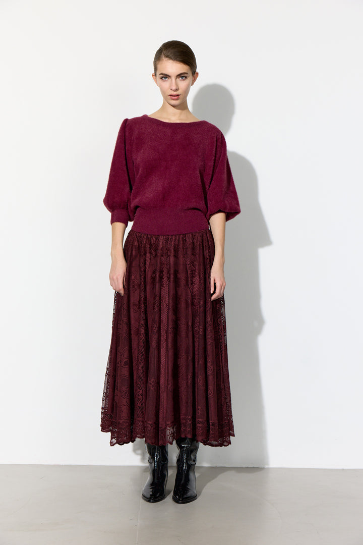 HUNKØN Enya Knit Blouse Blouses Oxblood