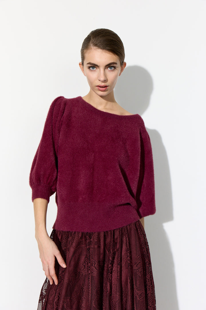HUNKØN Enya Knit Blouse Blouses Oxblood