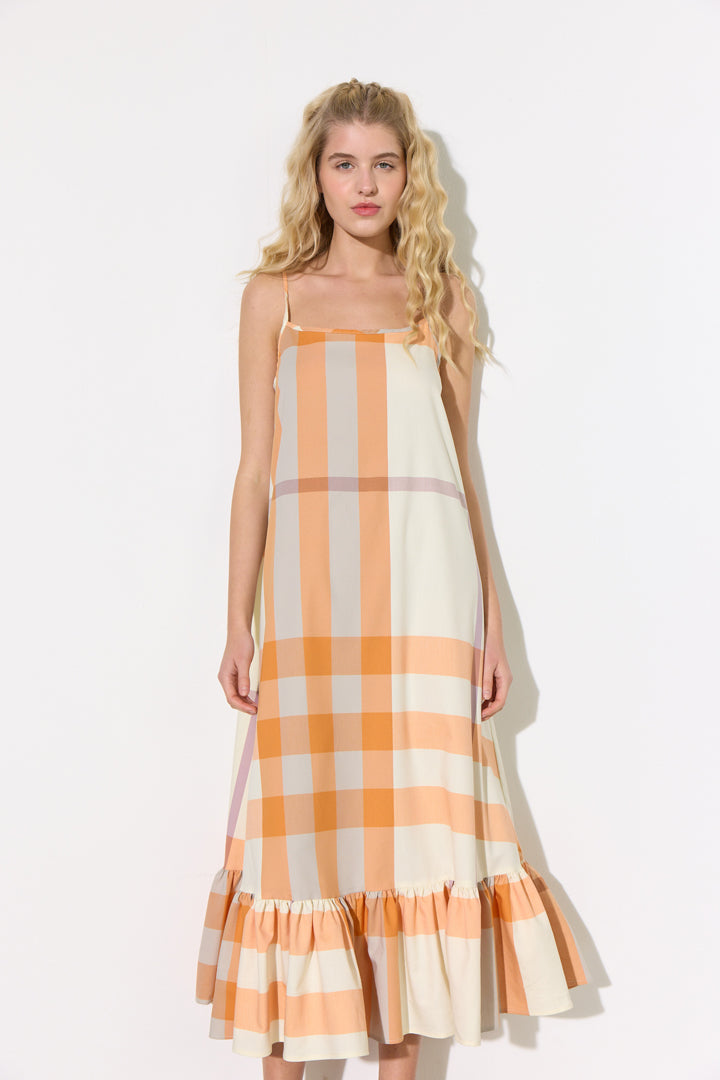HUNKØN Frankie Dress Dresses Orange checked