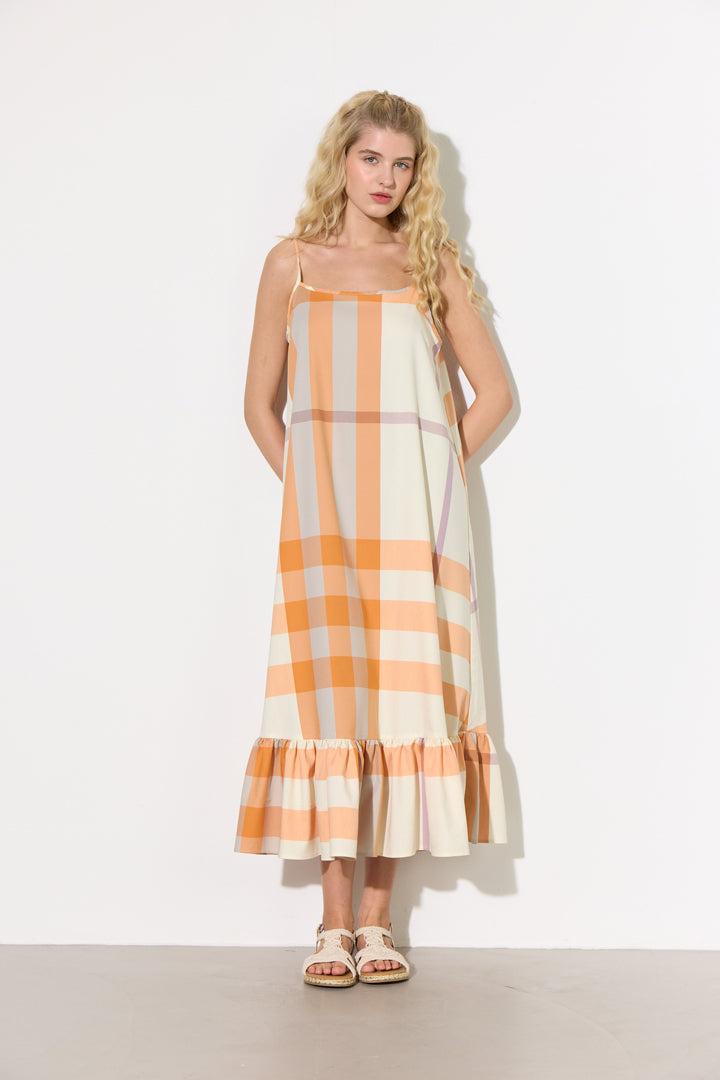 HUNKØN Frankie Dress Dresses Orange checked