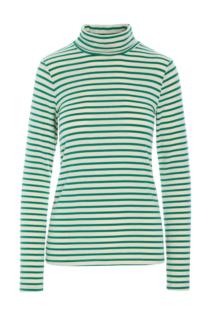 HUNKØN Halima Turtleneck Blouses Green Striped
