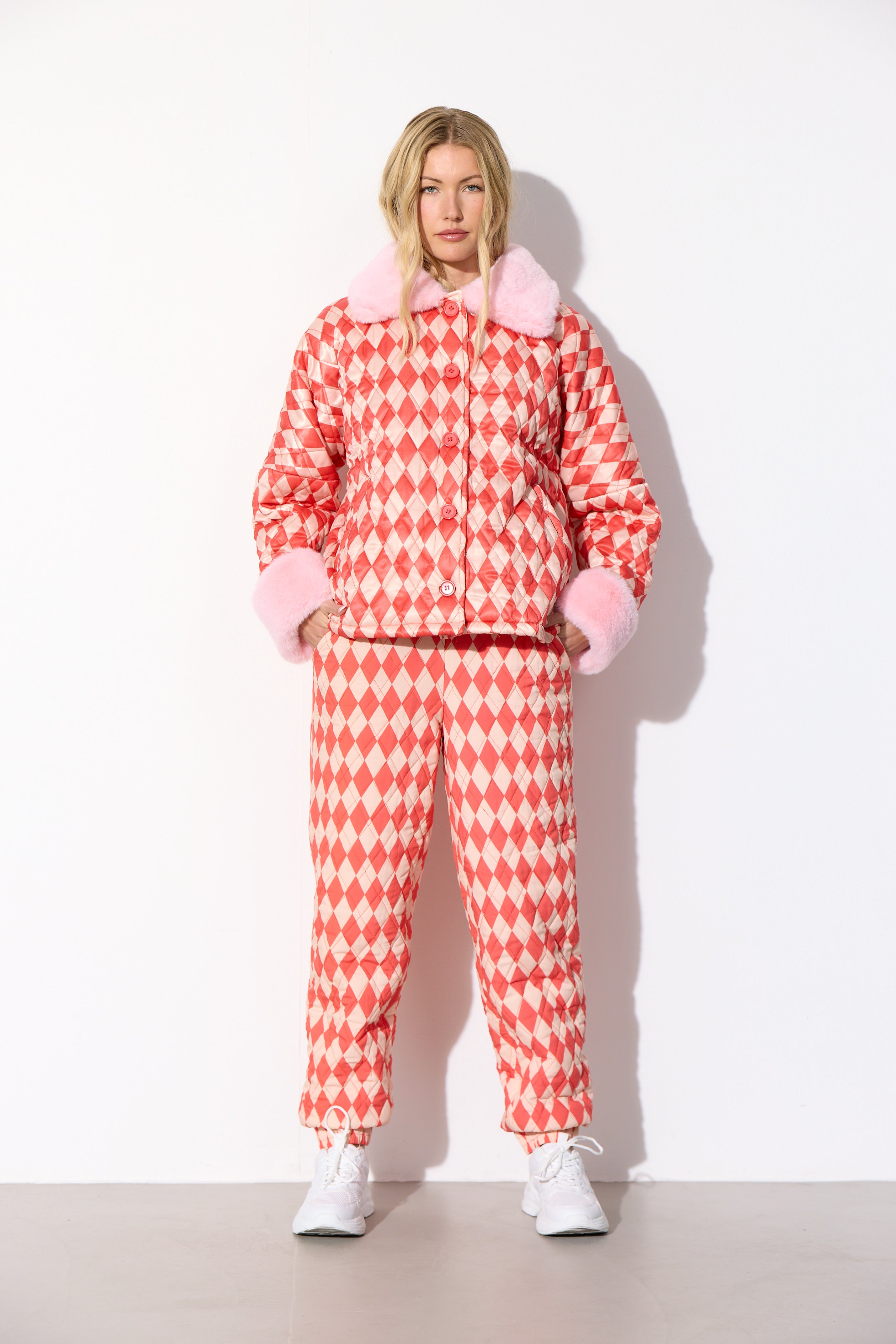 HUNKØN Harly Quilt Trousers Trousers Red Harlequin