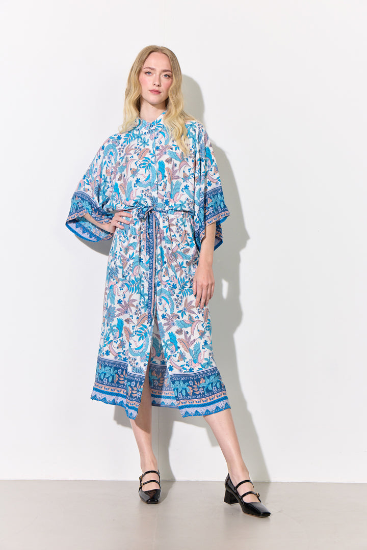 HUNKØN Helene Kimono Kimonos Bird Blue