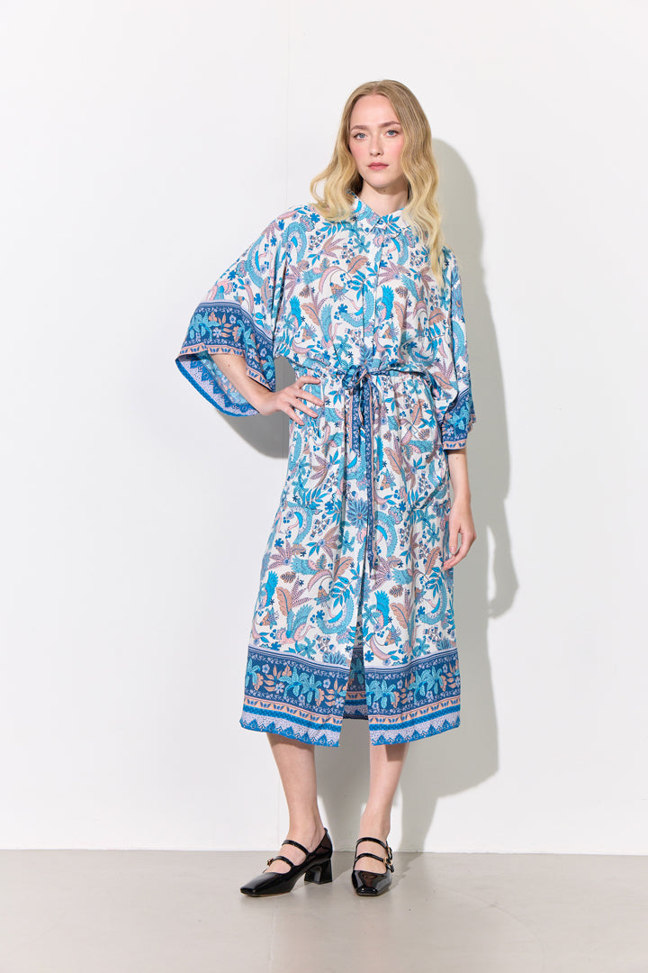 HUNKØN Helene Kimono Kimonos Bird Blue