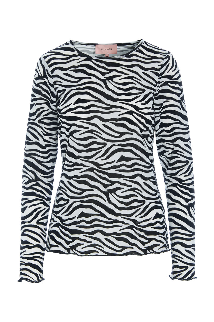 HUNKØN Henry Mesh Blouse Blouses Zebra Striped