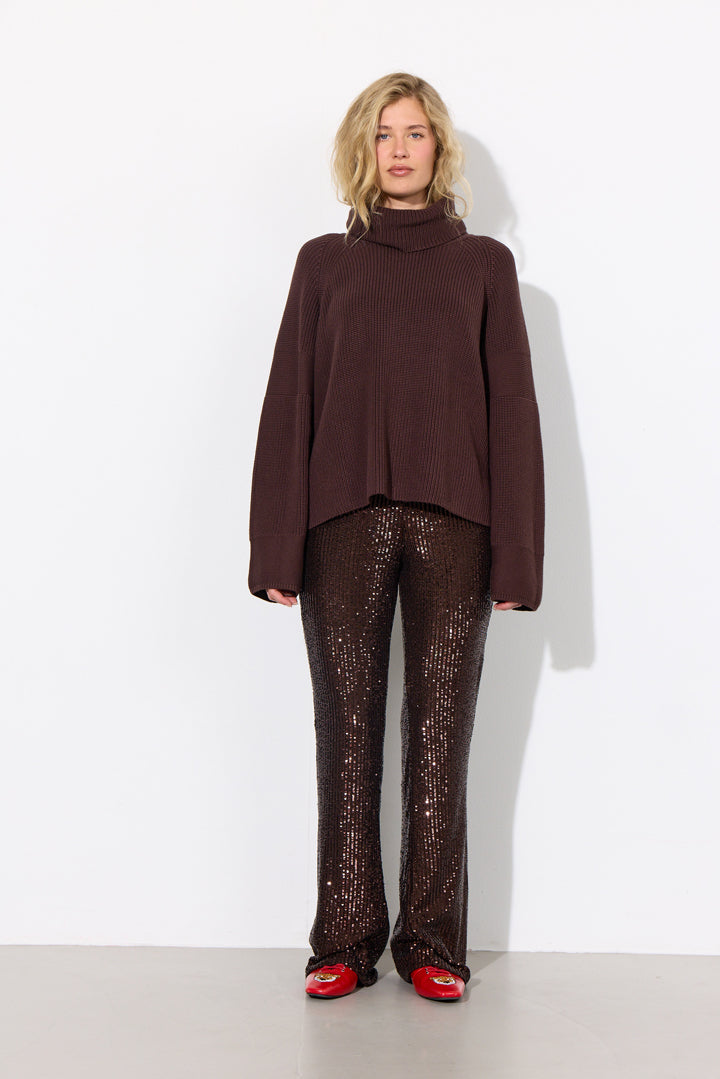 HUNKØN Jona Sequin Trousers Trousers Chestnut