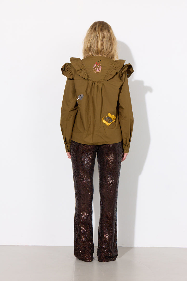 HUNKØN Jona Sequin Trousers Trousers Chestnut
