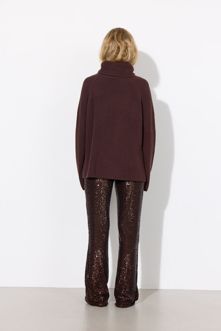 HUNKØN Jules Knit Blouse Blouses Chestnut