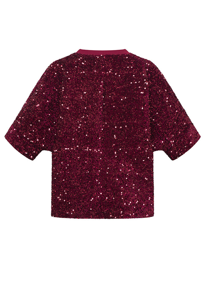 HUNKØN Kaia Sequin Jacket Jackets Deep red