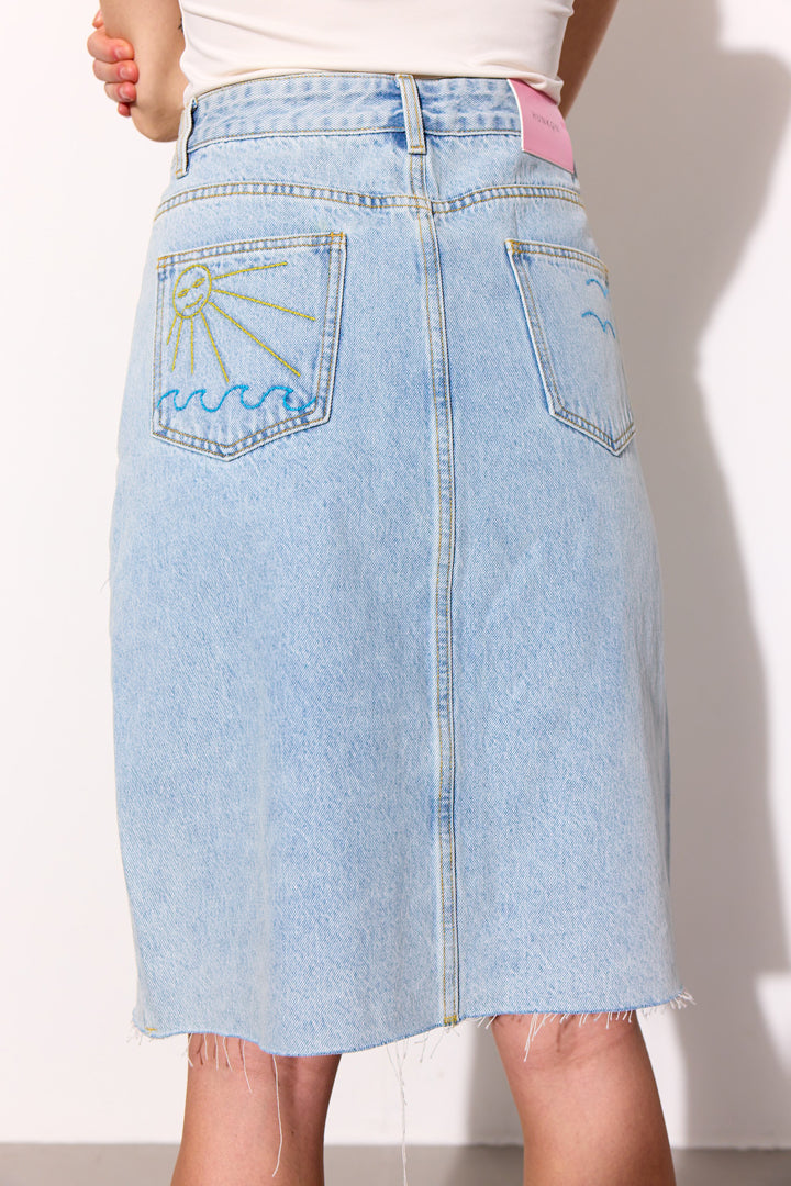 HUNKØN Kenna Denim Skirt Skirts Light Denim