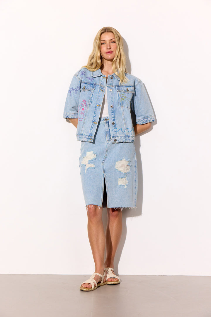 HUNKØN Kenna Denim Skirt Skirts Light Denim