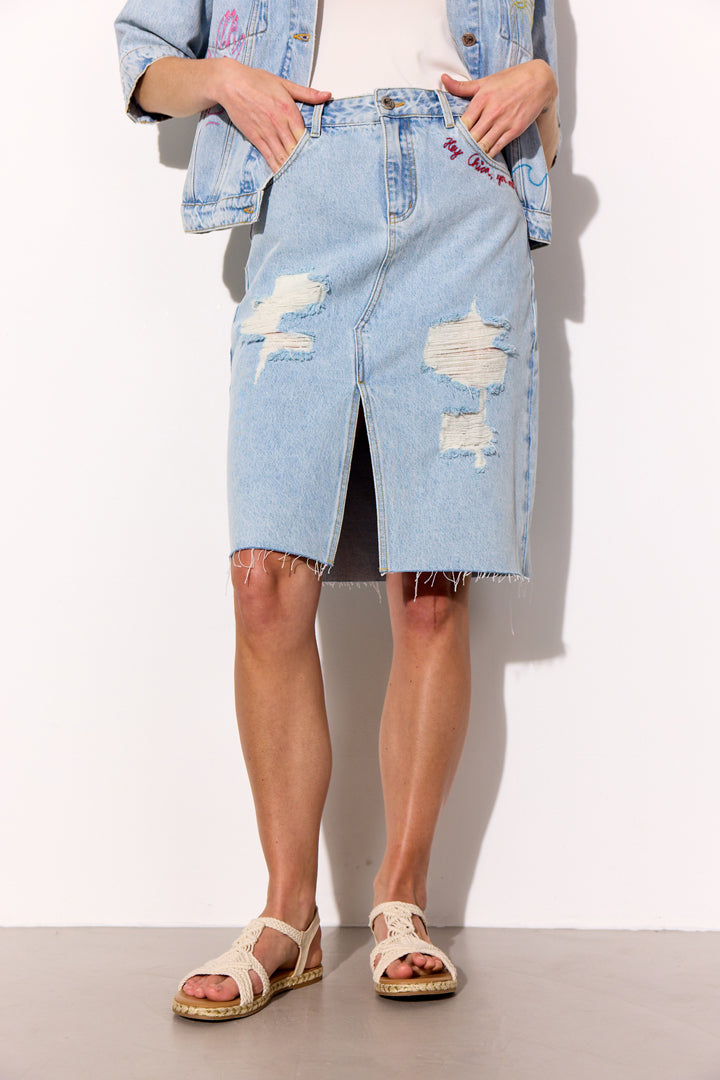 HUNKØN Kenna Denim Skirt Skirts Light Denim