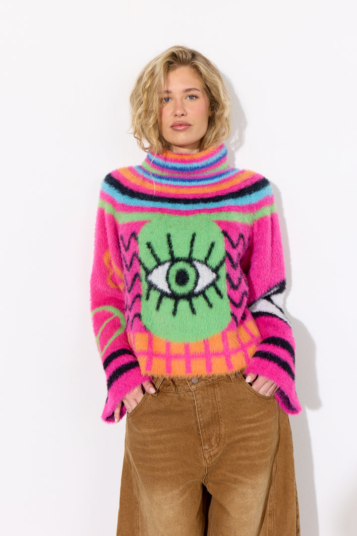 HUNKØN Kitti Knit Blouse Blouses Green Eye