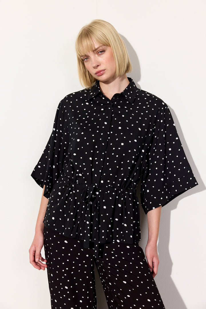 HUNKØN Kris Shirt Shirts Black w/White dots