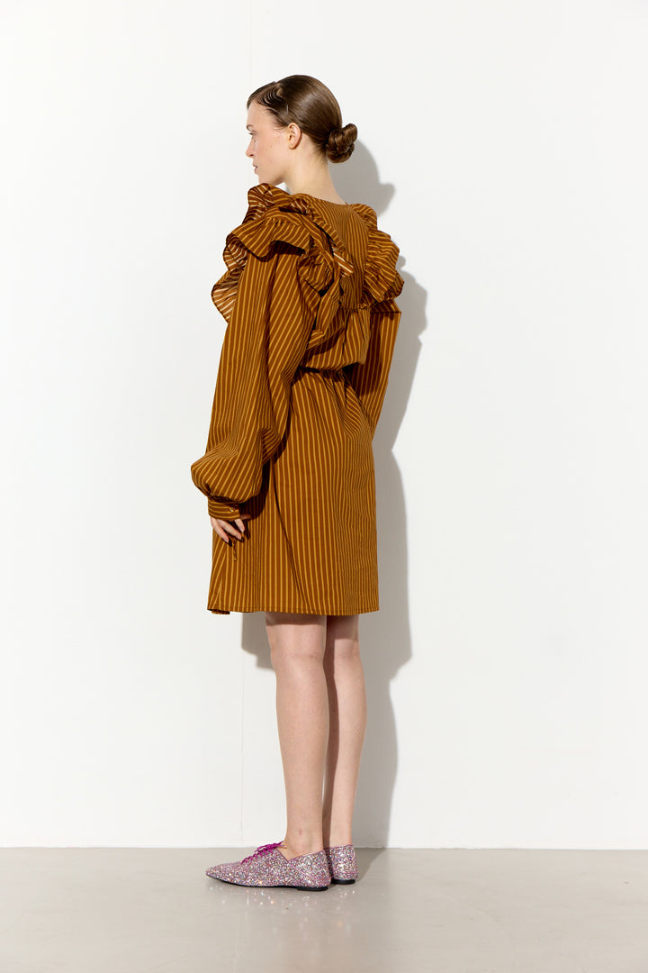 HUNKØN Lucinda Dress Dresses Caramel Striped