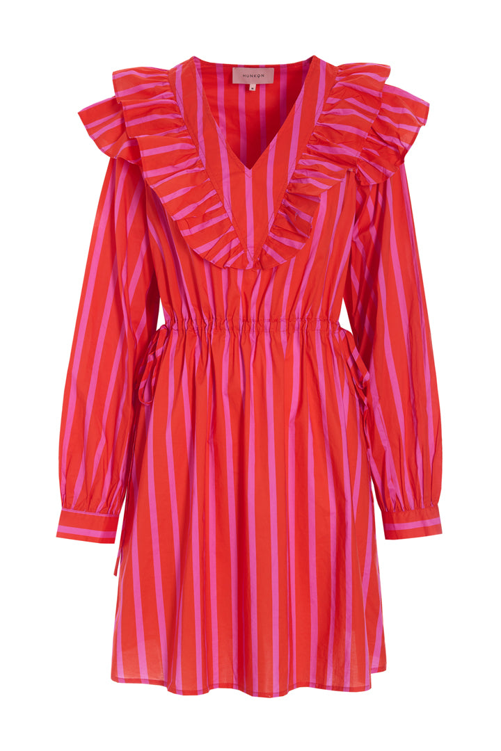 HUNKØN Lucinda Dress Dresses Red Striped
