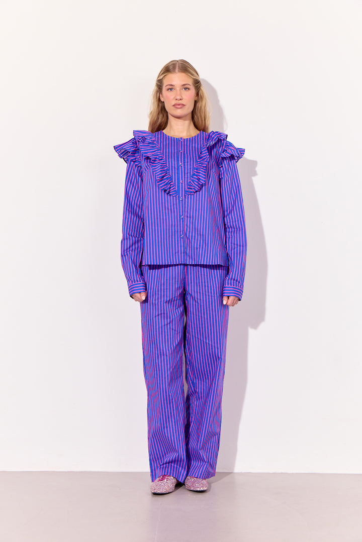 HUNKØN Lucinda Trousers Trousers Blue Striped