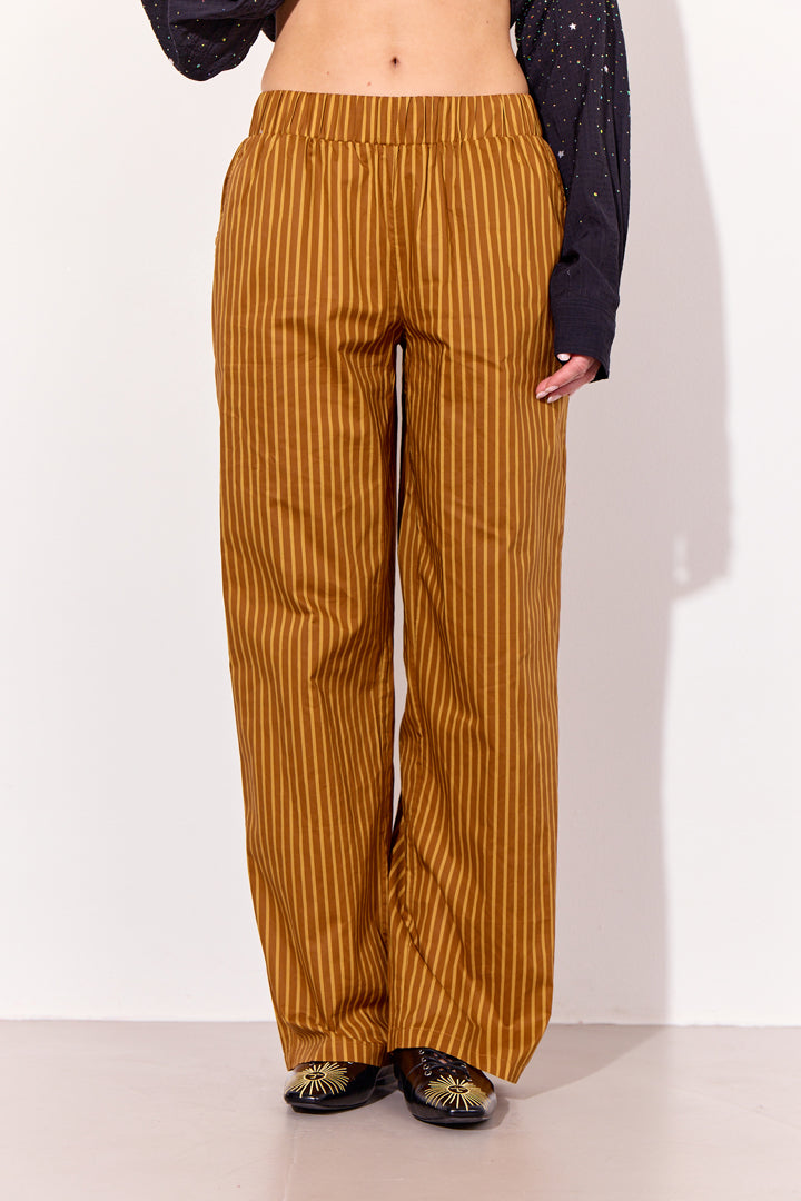 HUNKØN Lucinda Trousers Trousers Caramel Striped