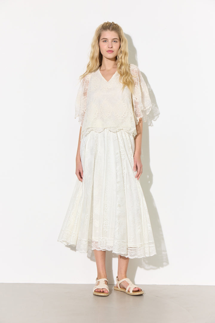 HUNKØN Lulu Lace Blouse Blouses Cream Lace