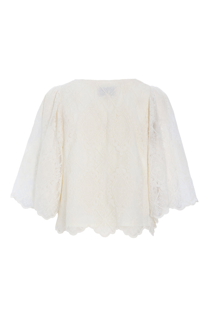 HUNKØN Lulu Lace Blouse Blouses Cream Lace