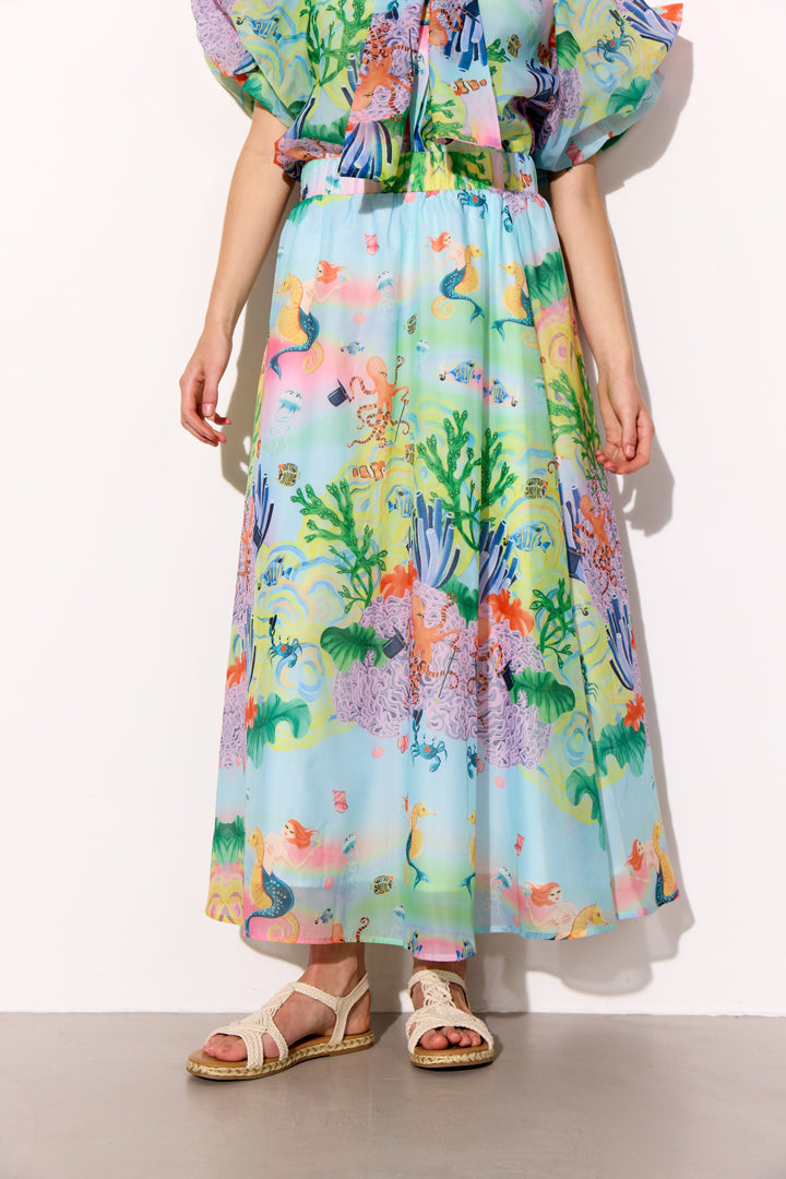 HUNKØN Marina Long Skirt Skirts Ocean Life Art Print